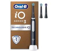 Oral-B iO3 Brosse À Dents Électrique Noire, Un Capteur De Pression Pour Protéger Les Gencives Et Les Dents Sensibles, Des Accessoires, 3 Brossettes Douces De Rechange, 1 Chargeur, 3 Modes, Noire