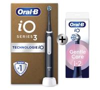 Oral-B Brosse à dents électrique iO 3 Noire – 3 modes, silencieuse, capteur de pression, 3 brossettes