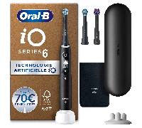 Oral-B Brosse A Dents Electrique iO 6 Noire, 5 Modes De Brossage Dont Blancheur Et Soin Des Gencives, Capteur De Pression, Ecran Interactif, 3 Brossettes De Rechange Oral B, Etui De Voyage, Carton