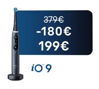 Oral-B iO 9 Brosse À Dents Électrique Noire, Un Capteur De Pression Pour Protéger Les Gencives Sensibles, Des Accessoires, 2 Brossettes De Rechange, 1 Chargeur, 1 Étui De Voyage, 1 Pochette Noire