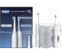 Oral-B Irrigateur de centre de santé buccale : hydropulseur, 1 buse oxyjet, 1 buse jet d'eau, 1 brosse à dents électrique iO4, 2 têtes de brosse à dents
