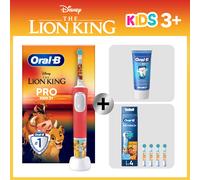 Oral-B Kit de soins dentaires pour enfants Roi Lion (avec brosse à dents, dentifrice et brossettes de rechange) - 3 ans et +