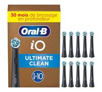 Oral-B Lot De 10 Brossettes De Rechange Ultimate Clean, AUTHENTIQUES, Noires, Brossage En Profondeur, Elimination De La Plaque Dentaire, Brossette Ronde Pour Brosses Electriques Oral B iO, Carton
