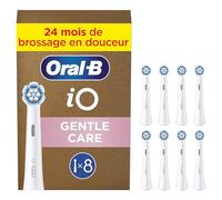 Oral-B Lot De 8 Brossettes De Rechange Gentle Care, AUTHENTIQUES, Blanches, Brossage Le Plus Doux, Conviennent Aux Gencives Sensibles, Brossette Pour Les Brosses A Dents Electriques Oral B iO, Carton