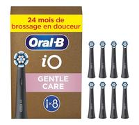 Oral-B Lot De 8 Brossettes De Rechange Gentle Care, AUTHENTIQUES, Noires, Brossage Le Plus Doux, Conviennent Aux Gencives Sensibles, Brossette Pour Les Brosses A Dents Electriques Oral B iO, Carton