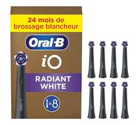 Oral-B Lot De 8 Brossettes De Rechange Radiant White, AUTHENTIQUES, Noires, Brossage Avancé Grâce Aux Pétales De Polissage Pour Le Blanchiment Des Dents, Pour Brosses Electriques Oral B iO, Carton