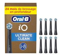 Oral-B Lot De 8 Brossettes De Rechange Ultimate Clean, AUTHENTIQUES, Noires, Brossage En Profondeur, Elimination De La Plaque Dentaire, Brossette Ronde Pour Les Brosses Electriques Oral B iO, Carton
