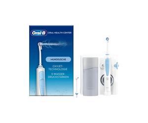 Oral-B Oxyjet Irrigateur Buccal Adulte Blanc - Batterie intégrée, Bluetooth, Support Application Mobile, Minuterie, Capteur de Pression, 2 Têtes de Brosse Incluses