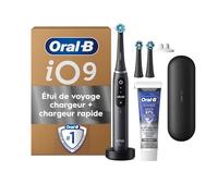 Oral-B Pack Brosse A Dents Electrique iO 9 Noire Avec 2 Brossettes De Rechange Oral B Et Dentifrice Charbon 3D White 75ml Pour Effet Blancheur Dès Le Premier Brossage Des Dents