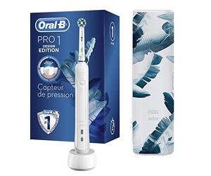 Oral-B Pro 1 750 Brosse À Dents Électrique Rechargeable Avec 1 Manche Capteur De Pression, 1 Brossette Et 1 Étui De Voyage Offert, Élimine Jusqu’À 100 % De Plaque Dentaire, Idée Cadeau, Blanc