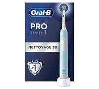 Oral-B Pro 1 Brosse À Dents Électrique Bleue, Un Capteur De Pression Pour Protéger Les Gencives Et Les Dents Sensibles, Avec Des Accessoires, 1 Brossette De Rechange, Douce Et Ronde, 1 Chargeur
