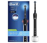 Oral-B Pro 2 2000 Brosse à dents électrique rechargeable, 1 manche noir avec chargeur, 1 tête CrossAction