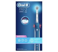 Oral-B Pro 2 2000 Sensitive Clean Brosse à dents électrique, avec 2 modes de brossage y compris Sensitive et contrôle visuel de la pression pour l'hygiène dentaire, conçu par Braun, bleu