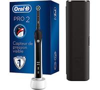 Oral-B Pro 2 2500 Brosse À Dents Électrique Rechargeable Avec 1 Manche Capteur De Pression, 1 Brossette Et 1 Étui De Voyage Offert, Noir, Élimine Jusqu’À 100 % De Plaque Dentaire, Idée Cadeau