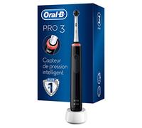 Oral-B Pro 3 3000 Brosse À Dents Électrique Rechargeable Avec 1 Manche Capteur De Pression Et 1 Brossette , Noir, Élimine Jusqu’À 100 % De Plaque Dentaire