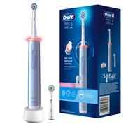 Oral-B Pro 3 3000 Brosse À Dents Électrique Oscillo-Rotative, Capteur De Pression Pour Protéger Les Gencives Sensibles, Mode Blancheur, 2 Brossettes Rondes De Rechange, 1 Chargeur, Bleue