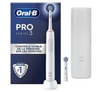 Oral-B Pro 3 3500 Brosse à Dents Électrique, 1 Étui De Voyage, 2 Brossettes, Éliminer Jusqu’à 100% de Plaque Dentaire, Blanc