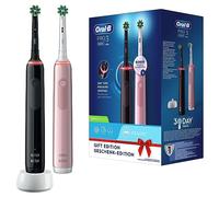 Oral-B Pro 3 - 3900 - Lot De 2 Brosses À Dents Électriques, Rose Et Noire, 2 Manches Avec Capteur De Pression Visible, 2 Brossettes
