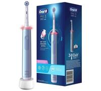 Oral-B Pro 3000 Brosse À Dents Électrique Rechargeable Avec 1 Manche Capteur De Pression Et 1 Brossette Sensitive Clean, Bleu, Technologie 3D, Élimine Jusqu’À 100 % De Plaque Dentaire
