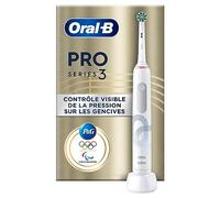 Oral-B Pro 3, Brosse À Dents Électrique Blanche Pour Adultes, Édition Spéciale, Modes De Nettoyage Avec Blancheur Et Sensibilité Pour Protéger Les Gencives, 1 Brossettes De Rechange, 1 Chargeur
