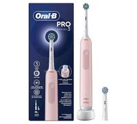 Oral-B Pro 3 Brosse À Dents Électrique Rose Pour Adultes, 3 Modes De Nettoyage Avec Blancheur Et Sensibilité Pour Protéger Les Gencives, 2 Brossettes Crossaction De Rechange, 1 Chargeur