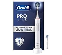 Oral-B Pro 3000 Brosse À Dents Électrique Blanche Pour Adultes, 3 Modes De Nettoyage Avec Blancheur Et Sensibilité Pour Protéger Les Gencives, 2 Brossettes Crossaction De Rechange, 1 Chargeur