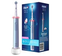 Oral-B Pro 3000 Brosse À Dents Électrique Rechargeable Avec 1 Manche Capteur De Pression Et 1 Brossette Sensitive Clean, Bleu, Technologie 3D, Élimine Jusqu’À 100 % De Plaque Dentaire