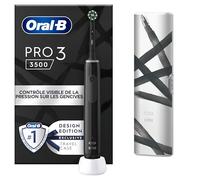 Oral-B Pro 3500 Brosse À Dents Électrique Noire, Avec Un Capteur De Pression Pour Protéger Les Gencives Sensibles, Avec Des Accessoires, 1 Brossette Ronde, 1 Étui De Voyage, Conçue par Braun