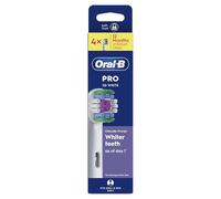 Oral-B Pro 3D White Lot de 4 têtes de brosse à dents électrique avec poils en forme de X et gobelet de polissage unique pour blanchir les dents et enlever les taches de surface Blanc