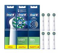 Oral-B Pro Cross Action Lot de 6 têtes de brosse à dents électrique en forme de X et poils coudés pour enlever la plaque dentaire en profondeur Blanc