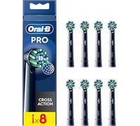 Oral-B Pro Cross Action Lot de 8 têtes de brosse à dents électrique en forme de X et poils coudés pour enlever la plaque dentaire Noir