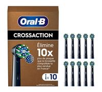 Oral-B Pro Lot De 10 Brossettes De Rechange Cross Action, AUTHENTIQUES, Noires, Nettoyage En Profondeur, Têtes Rondes, Embouts Pour Les Brosses A Dents Electriques Oral B Pro, Carton