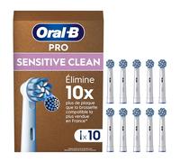 Oral-B Pro Lot De 10 Brossettes De Rechange Sensitive Clean, AUTHENTIQUES, Blanches, Brins Ultra Doux Pour Les Gencives Plus Saines, Embouts Pour Brosses A Dents Electriques Oral B Pro