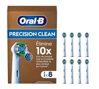 Oral-B Pro Lot De 8 Brossettes De Rechange Précision Clean, AUTHENTIQUES, Blanches, 3 Types De Filaments Et Tête Ronde Pour Un Nettoyage Précis, Embouts Pour Brosses A Dents Electriques Oral B Pro