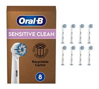 Oral-B Sensitive Clean Brossettes De Rechange Pour Brosse À Dents Électrique Format Spécial Boîte Aux Lettres, Pack De 8, Blanc et Bleu