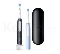 Oral-B | Seria iO3 | Elektryczna szczoteczka do zębów Duo Pack | Akumulatorowa | Dla dorosłych | Liczba główek szczoteczki w zestawie 2 | Liczba trybów szczotkowania zębów 3 | Matowa czerń/lodowoniebi