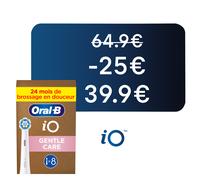 Oral-B Série iO Gentle Care, Brossettes rondes de rechange Authentiques, Brossette la plus douce, Convient aux gencives sensibles, Conçue pour les brosses à dents électriques Oral-B iO, 8