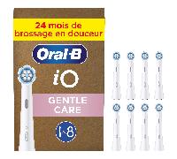 Oral-B Série iO Gentle Care, Brossettes rondes de rechange Authentiques, Brossette la plus douce, Convient aux gencives sensibles, Conçue pour les brosses à dents électriques Oral-B iO, 8