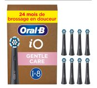 Oral-B Série iO Gentle Care Noire, Brossettes rondes de rechange Authentiques, Brins obliques pour une élimination de la plaque dentaire en profondeur, Brossette plus douce, Convient aux gencives sens