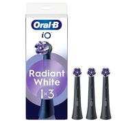Oral-B Têtes de rechange iO Series Radiant White Black, têtes rondes originales, élimination de la plaque pour le blanchiment des dents, 3