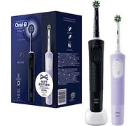 Oral-B Vitality Pro Lot de 2 brosses à dents électriques avec 2 brosses de rechange, 3 modes de nettoyage pour soins dentaires, cadeau pour homme/femme, conçu par Braun, noir/violet