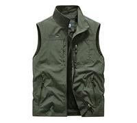 Oralidera Gilet de Pêche Homme Veste Gilet Multipoches Manteau Sans Manche Séchage Rapide Gilet de Chasse Reporter Photographe Randonnée Gilet de Plein air, Vert, L