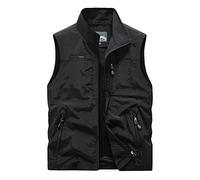 Oralidera Gilet de Pêche Homme Veste Gilet Multipoches Manteau Sans Manche Séchage Rapide Gilet de Chasse Reporter Photographe Randonnée Gilet de Plein air, Noir, M