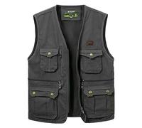 Oralidera Gilet Sans Manche Chasse pour Homme Veste de Pêche Multi-poches Gilet de Photographe Gilet de Reporter Homme Randonnée, Vert, XXL