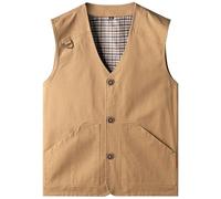 Oralidera Gilet sans Manche de Chasse pour Homme Gilet de Pêche Veste de Safari Gilet Reporter pour Photographe Sport, Kaki, 4XL