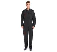 Oralidera Homme Combinaison de Travail à Manches Longues Bleu de Travail Bricolage Salopettes Combinaison Travail Technicien Vêtements de Travail, Noir, M