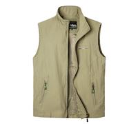 Oralidera Homme Gilet de Plein Air Photographier Veste de Loisirs Veste de Sport De Voyage Gilet de Pêche Extérieur Veste Sans Manche, Kaki, XL