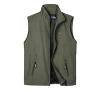 Oralidera Homme Gilet de Plein Air Photographier Veste de Loisirs Veste de Sport De Voyage Gilet de Pêche Extérieur Veste Sans Manche, Vert, L