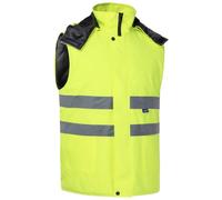 Oralidera Homme Gilet de Travail à Bandes Réfléchissantes Rembourré Manteau de Travail Réfléchissant sans Manches Haute Visibilité Gilet d'Hiver Chaud avec Capuche, Vert, M