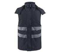 Oralidera Homme Gilet de Travail à Bandes Réfléchissantes Rembourré Manteau de Travail Réfléchissant sans Manches Haute Visibilité Gilet d'Hiver Chaud avec Capuche, Noir, M
